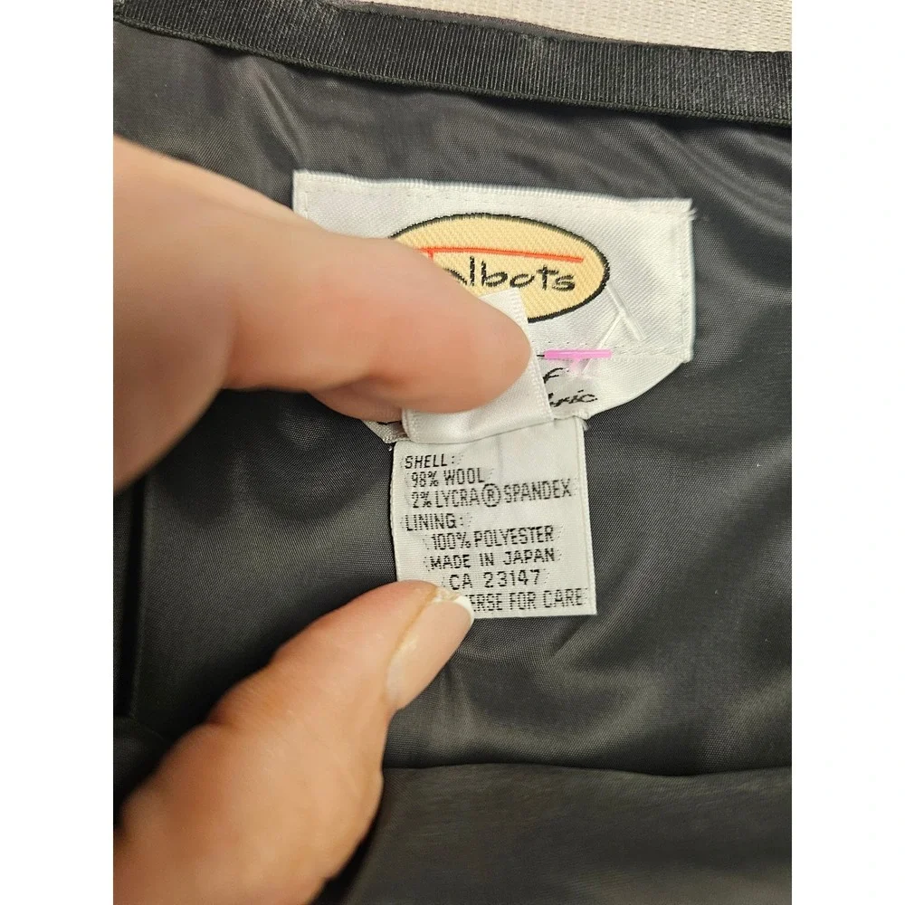 Talbots Womens Size 14 Italian Wool Blend A-Line Skirt Dark Gray Made in Japan